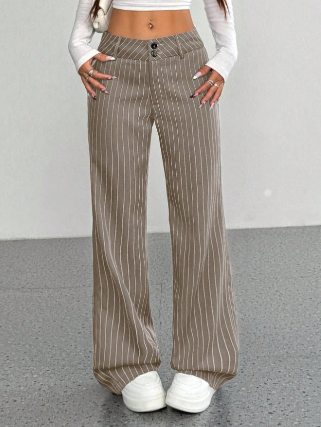 Slim-fit Striped Flared Casual Pants