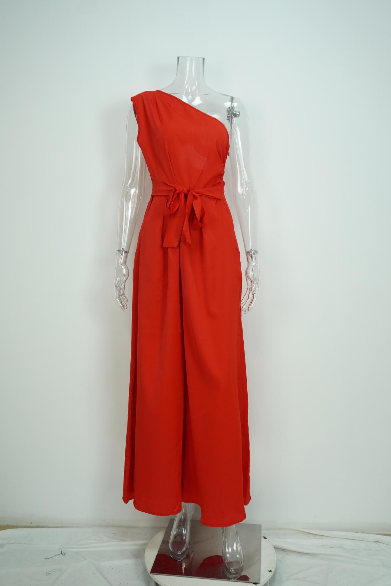 Straight-leg Pants Strapless Lace-up Jumpsuit