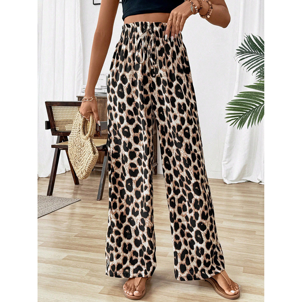 Leopard Print Wide-leg Pants