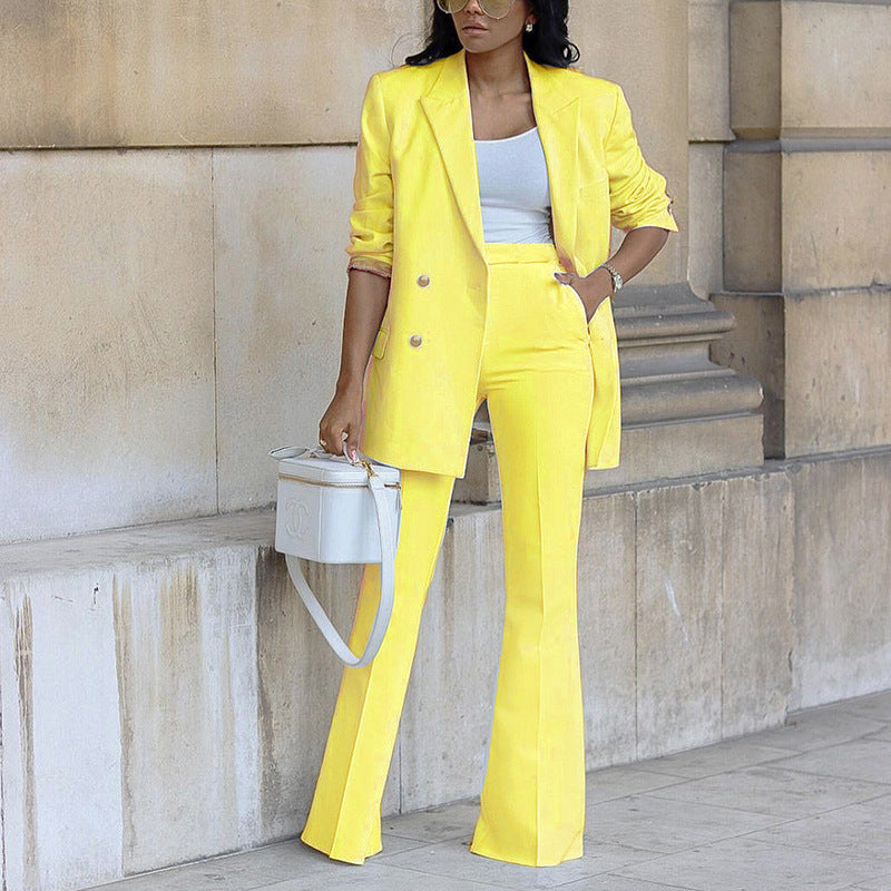 Casual Fashion Suit Wide Leg Pants Two Piece