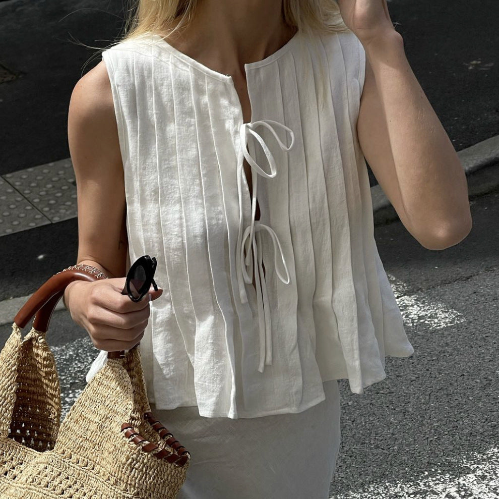 Lace-up Cotton Shirt
