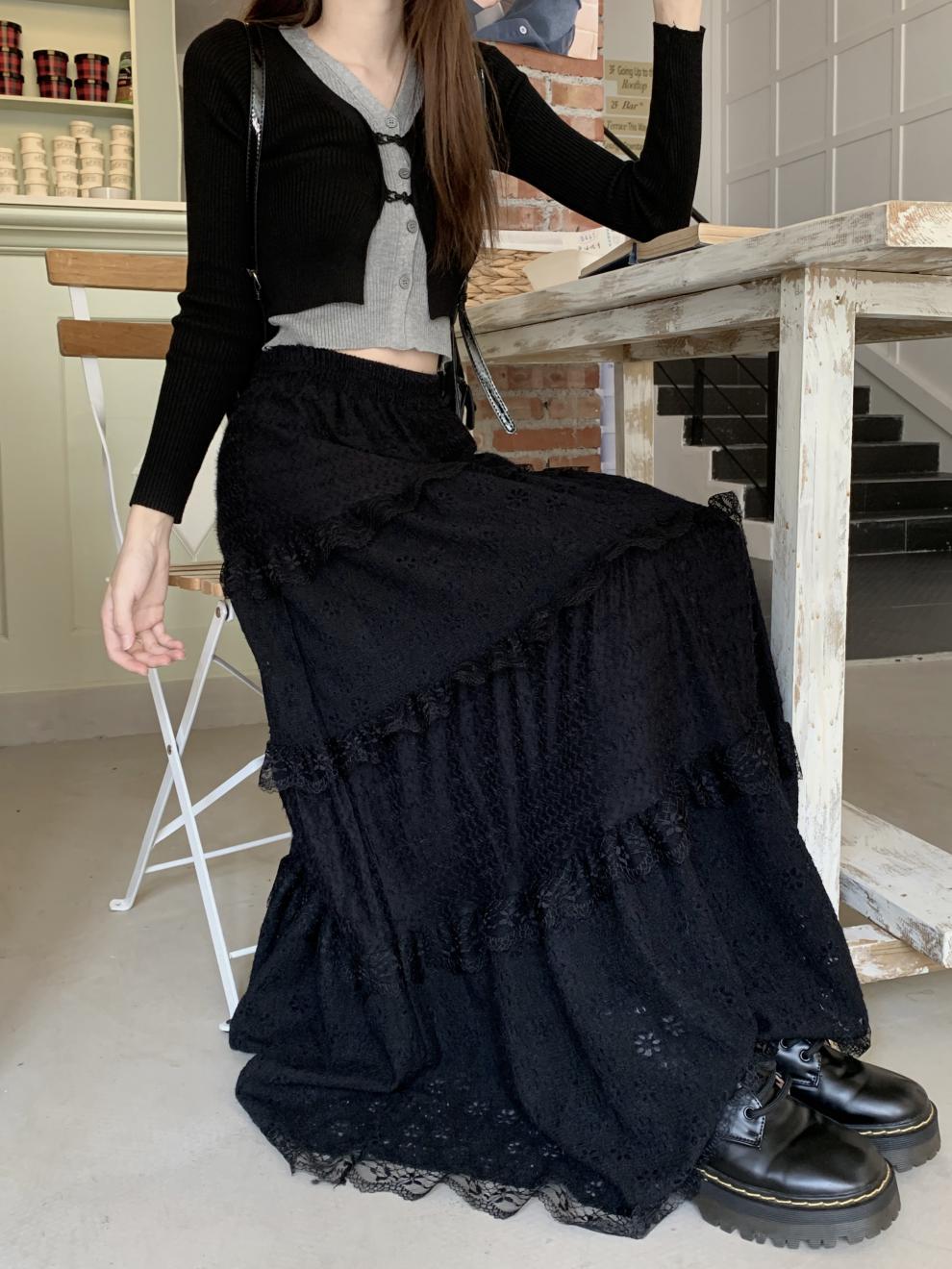 High Waist A- Line Long Skirt