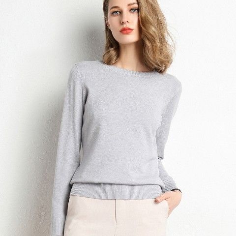 Knitted Sweater Round Neck Bottoming Blouse