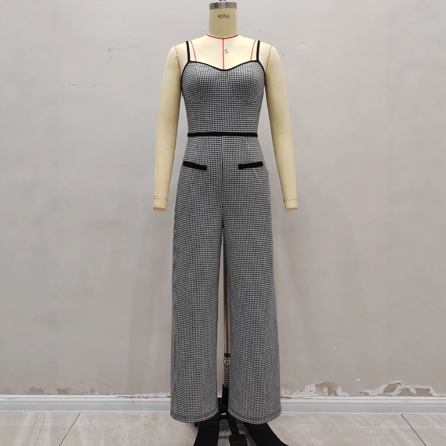 Strap Shoulde Plaid Jumpsuit