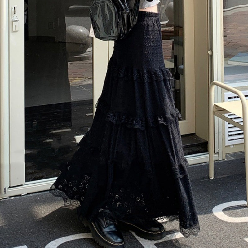 High Waist A- Line Long Skirt