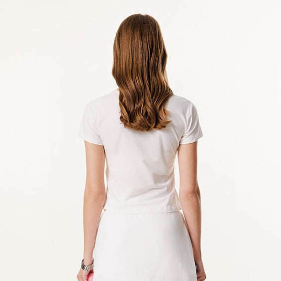 Square Collar Short Sleeve Tshirt Cotton Blouse