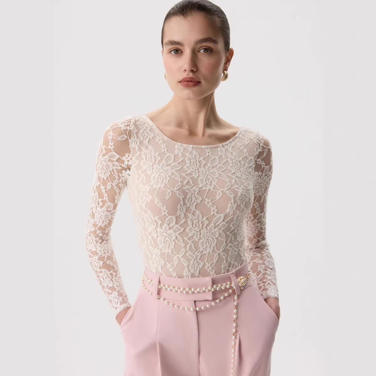 Women's Spring Summer Long-sleeve Lace Top
