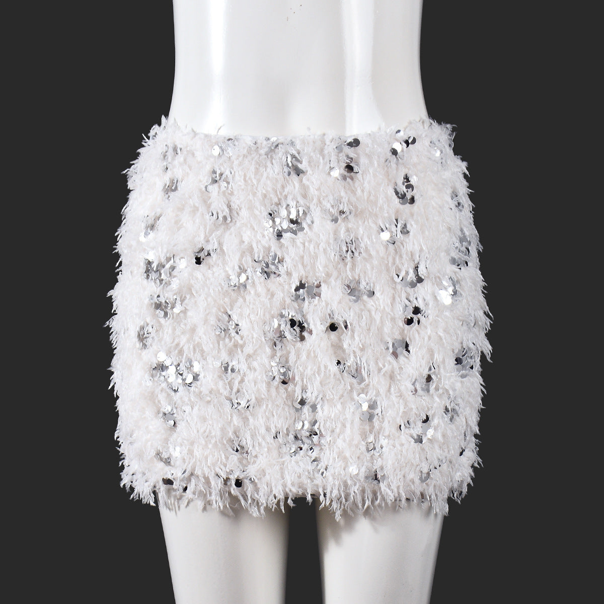 Beaded Fluffy Low-rise Skirt