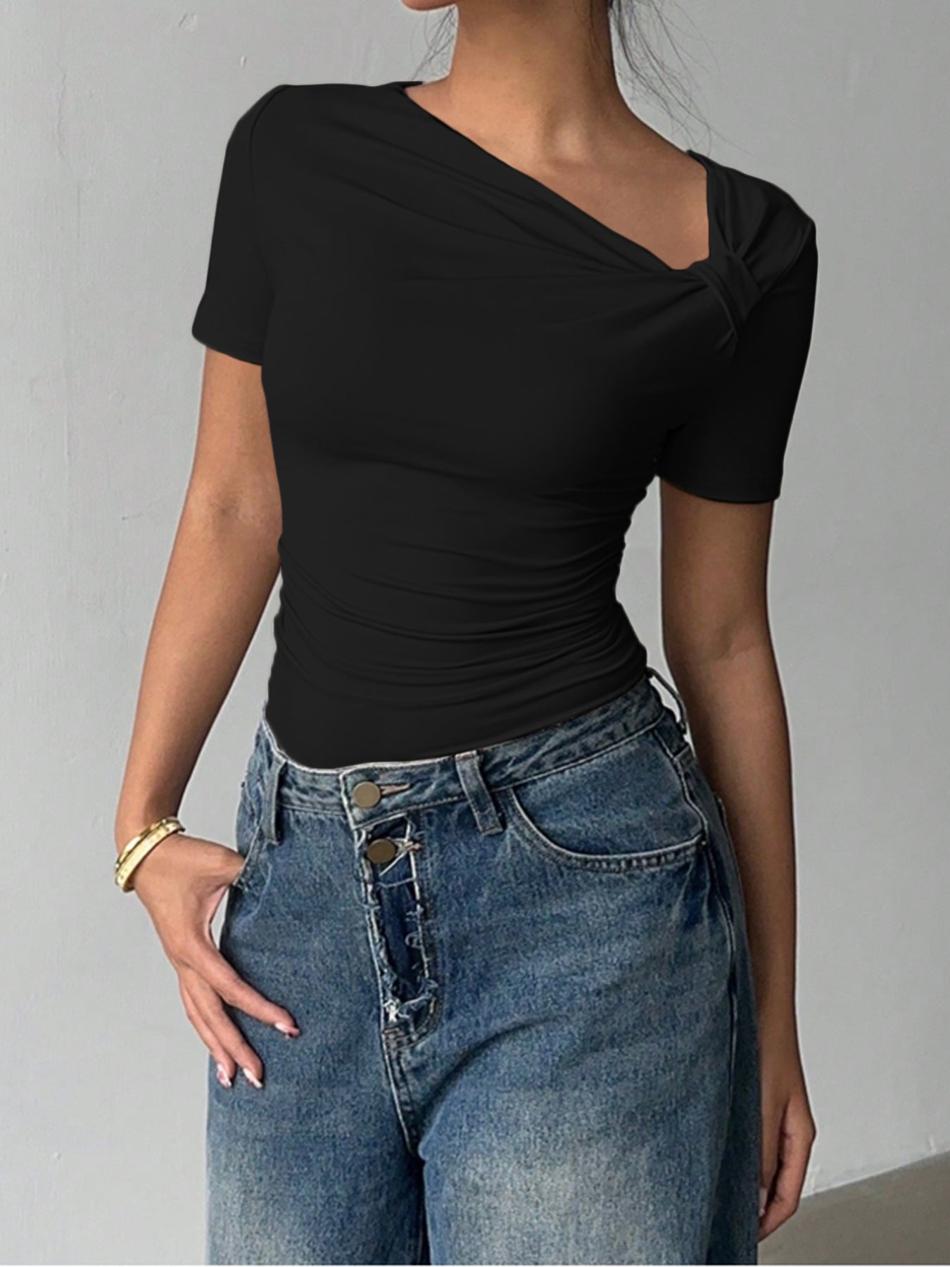 High-end Off-shoulder Short-sleeve Top Blouse