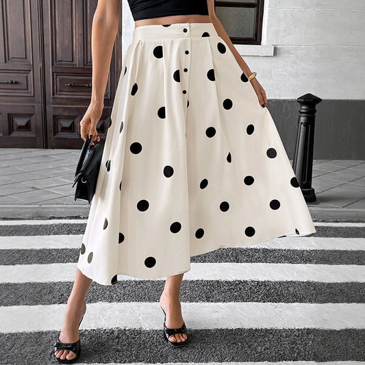 Polka-dot Retro A-line Long Skirt