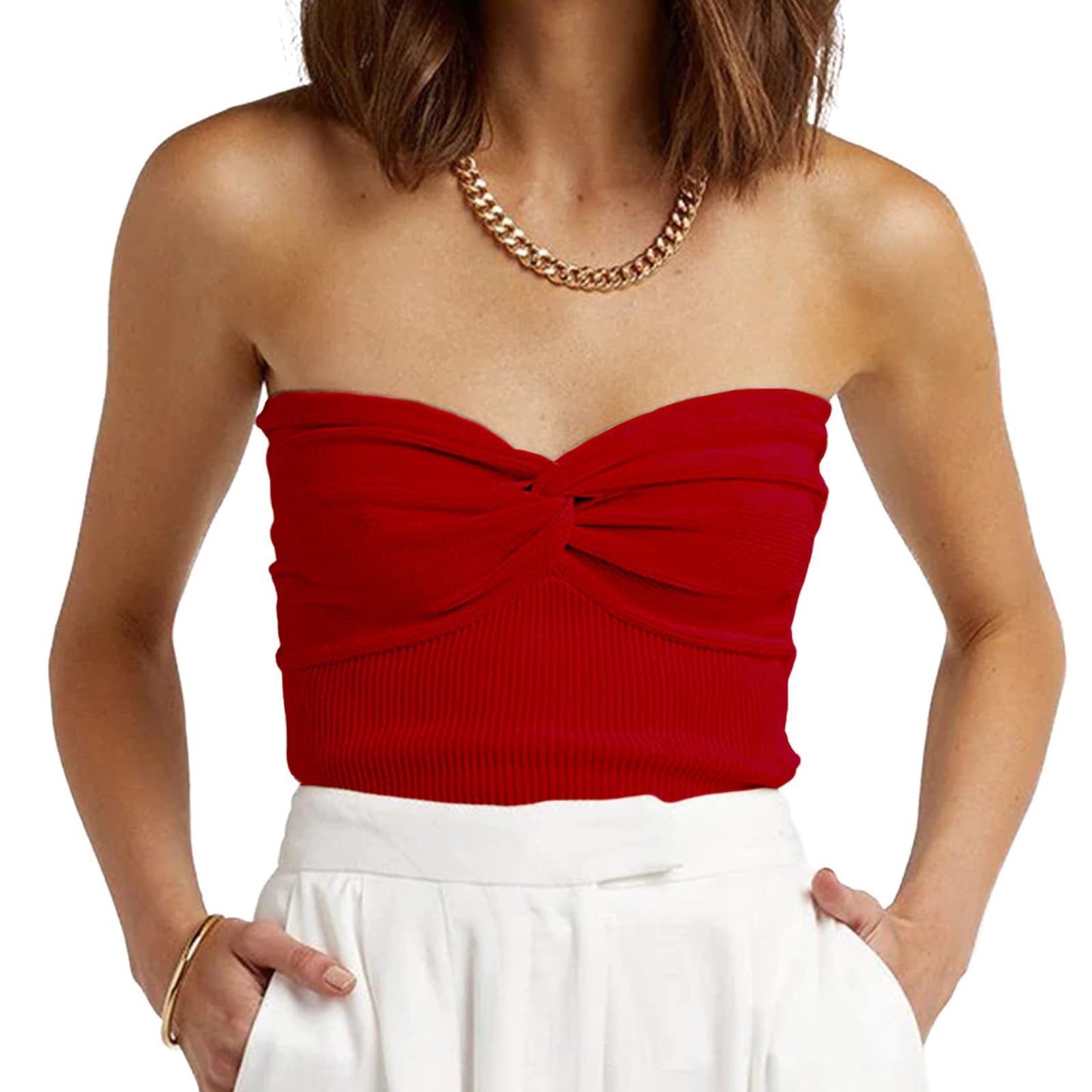 Twisted Knitted Sling Short Tight Top