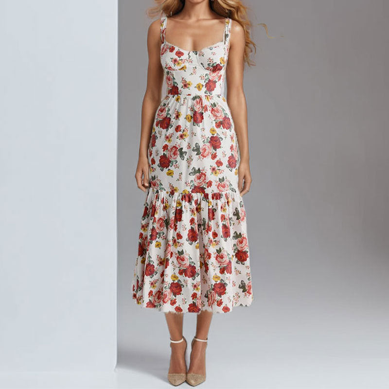 Women's Elegance Sleeveless Slim Fit Floral Dress