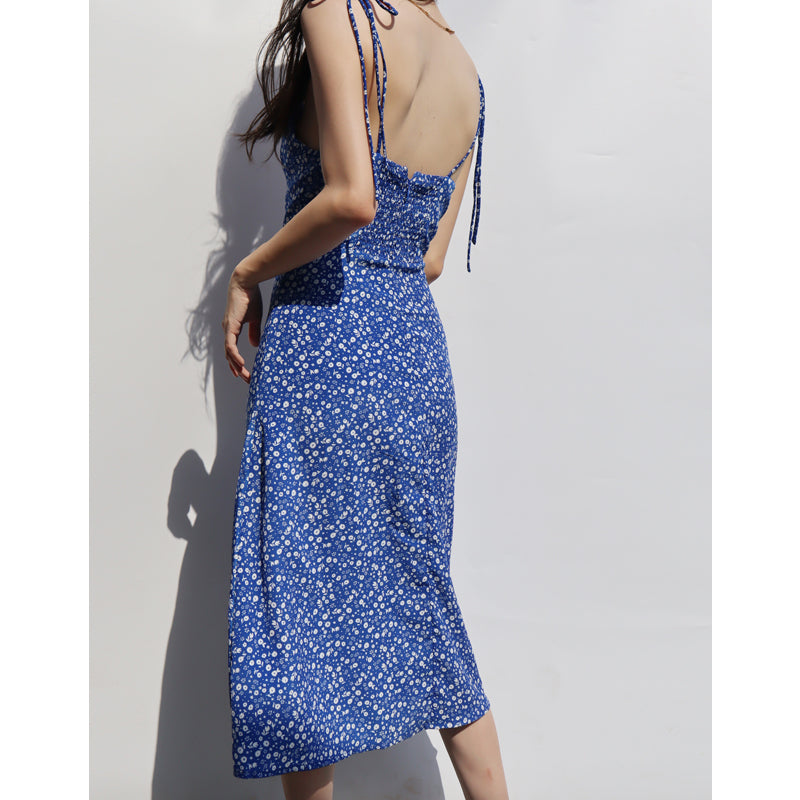 Slim Side Slit Suspender Holiday Beach Dress