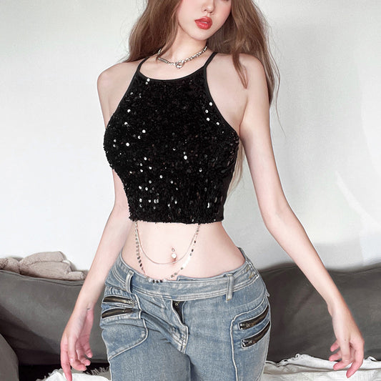 Sexy Chic Metal Chain Backless Camisole
