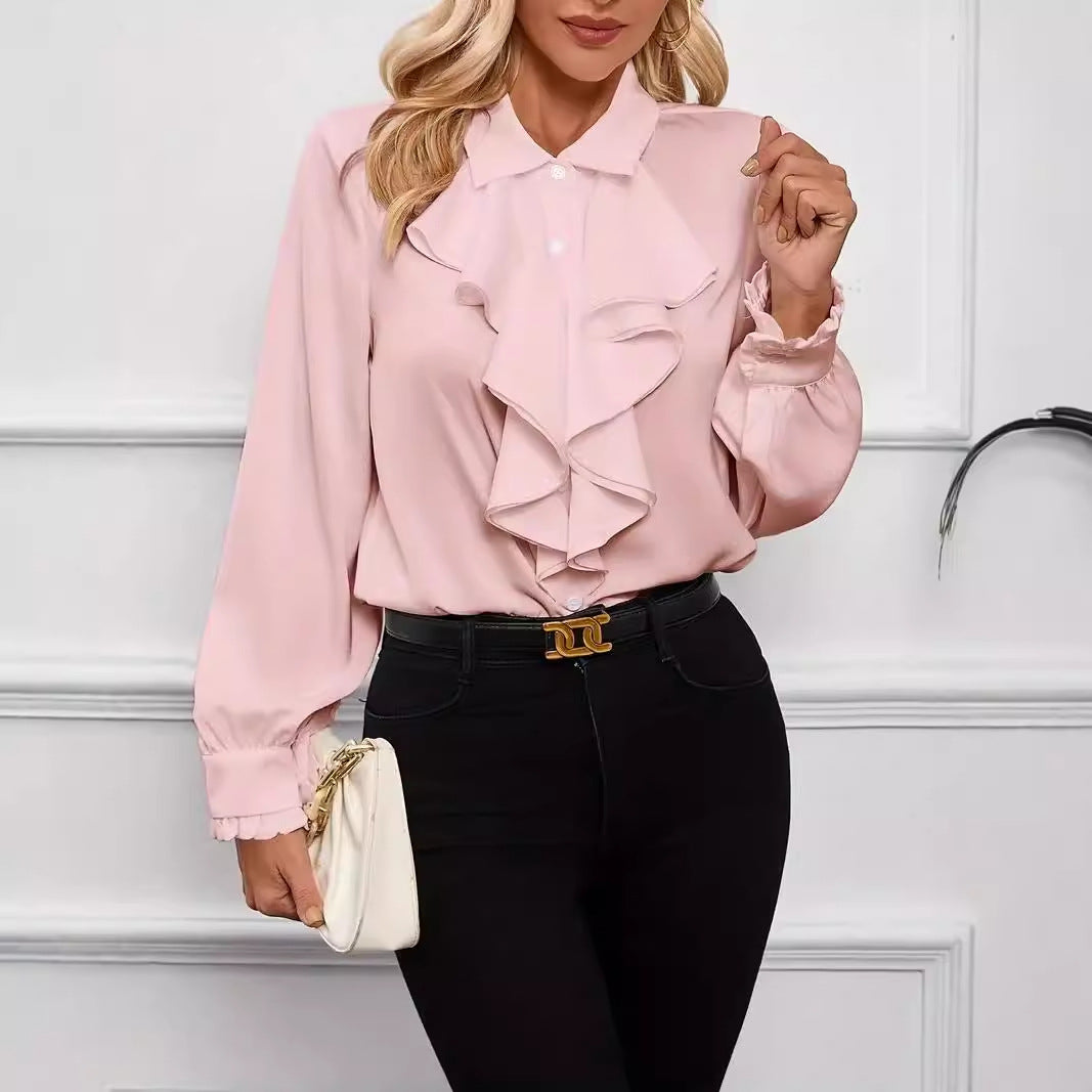 Ruffled Satin Blouse