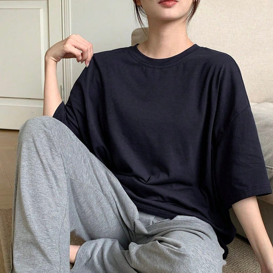 WAVLATII Oversized Summer T shirts for Women Men Brown Casual Female Korean Streetwear Tees Unisex Basic Solid Young Cool Tops