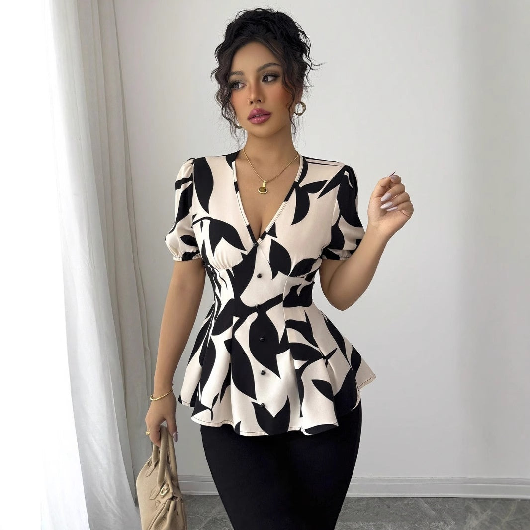 New Summer Womens Printed Shirts From Europe And America Tops