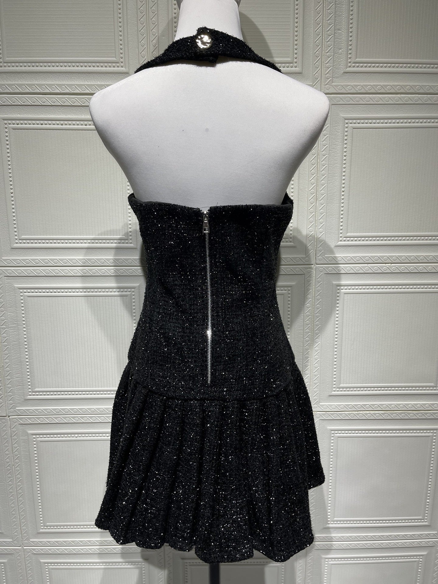 Halter Neck Buttoned Dress