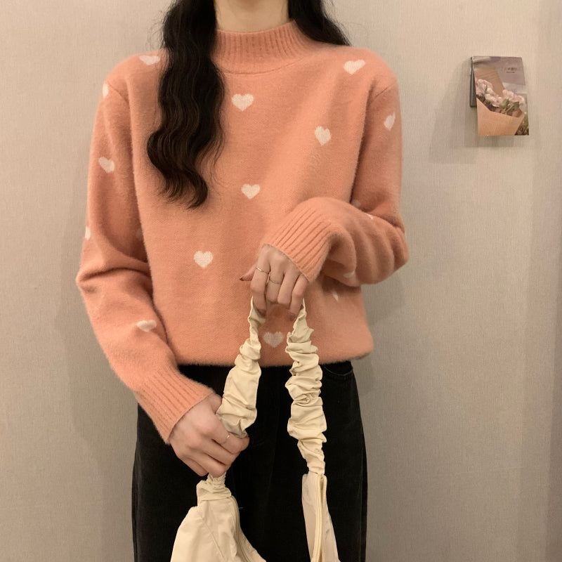 Love Half High Neck Loose Sweater