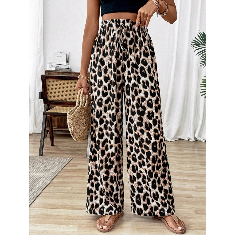 Leopard Print Wide-leg Pants