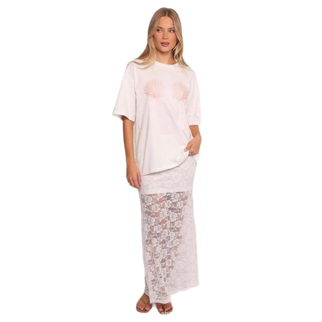 Hollow Out Lace Long Skirt