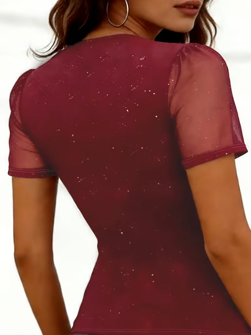Short Sleeved Loose V-neck T-shirt