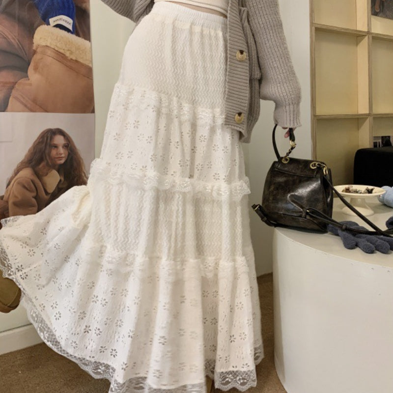 High Waist A- Line Long Skirt