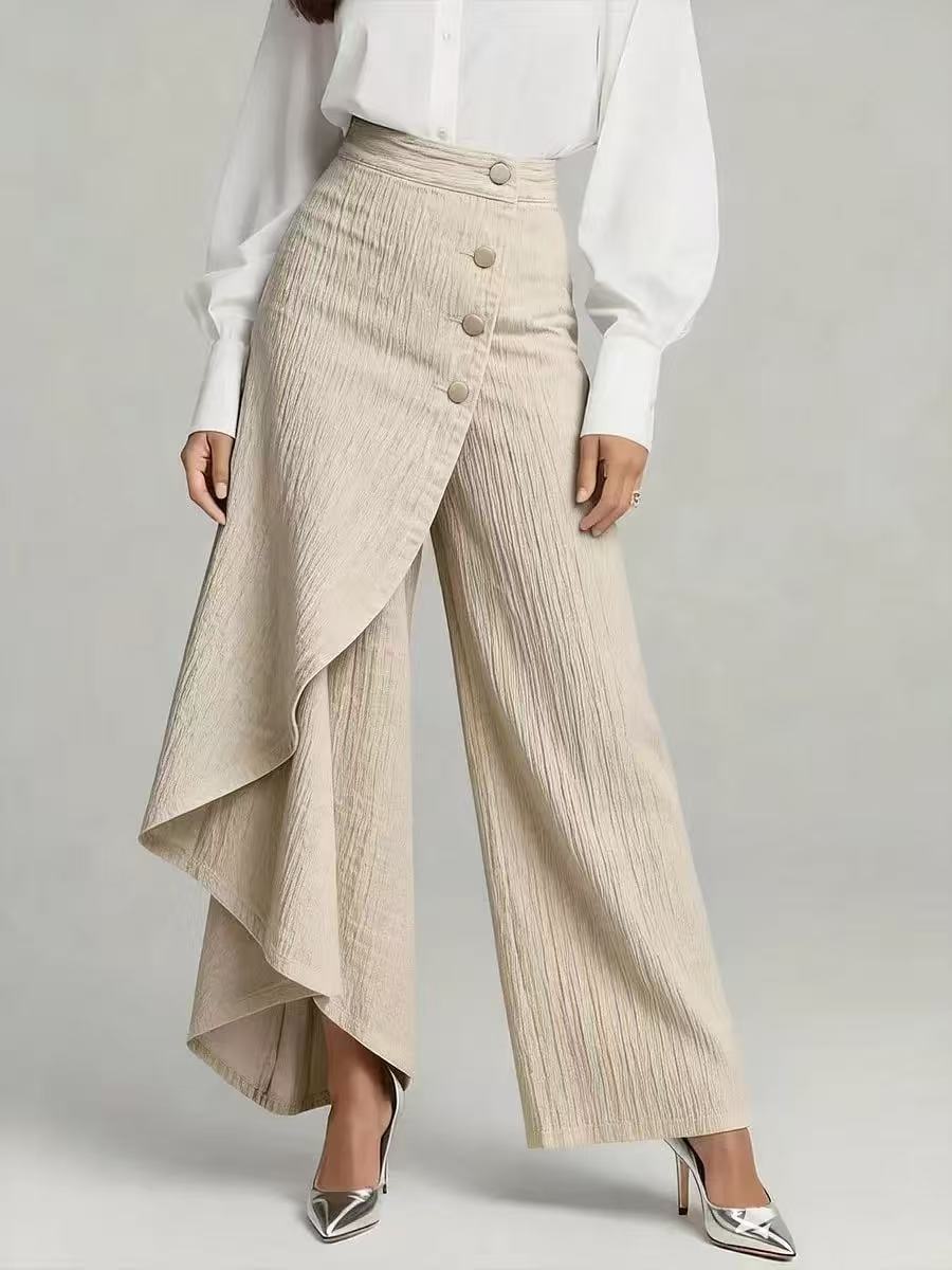 Large Ruffled Buttons Trousers Jeans