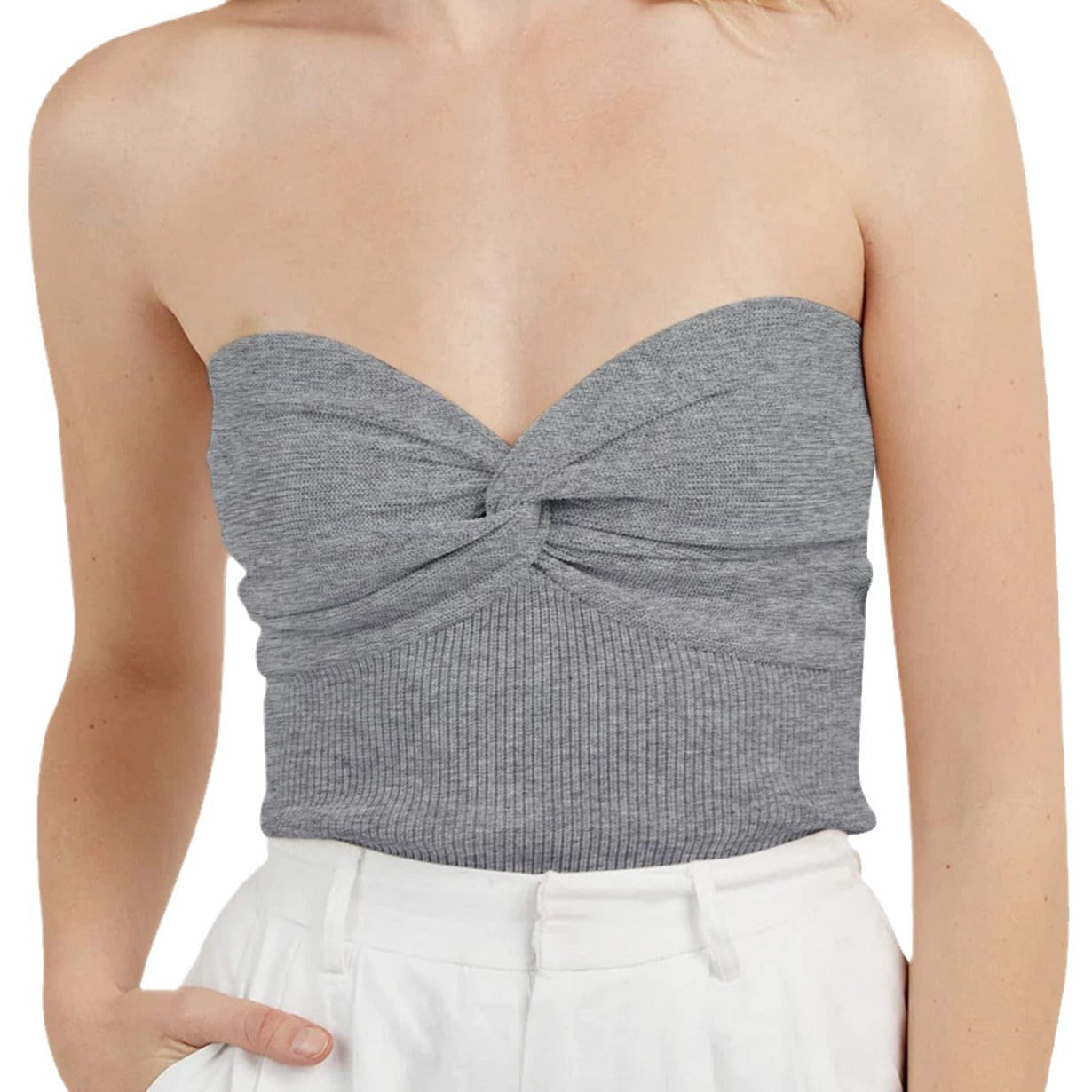 Twisted Knitted Sling Short Tight Top