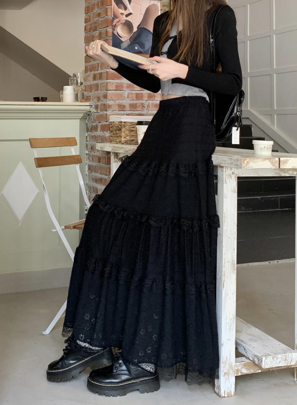 High Waist A- Line Long Skirt