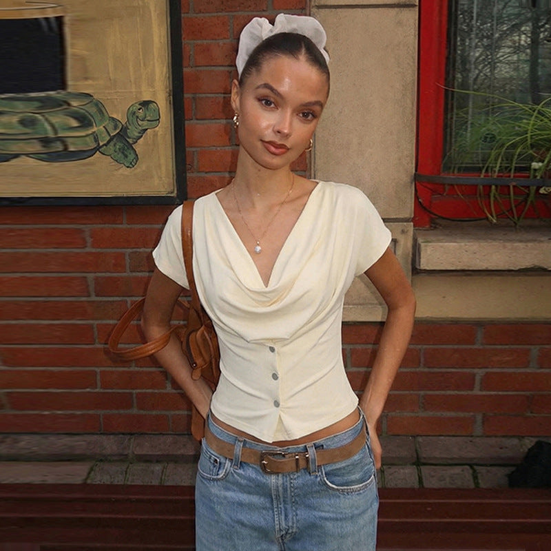 Figure-flattering Short-sleeve T-shirt Cropped Top