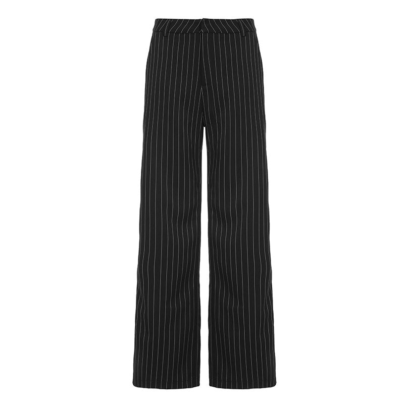 Suit Collar Breasted Striped Vest Commuter Low Waist Pants Suit