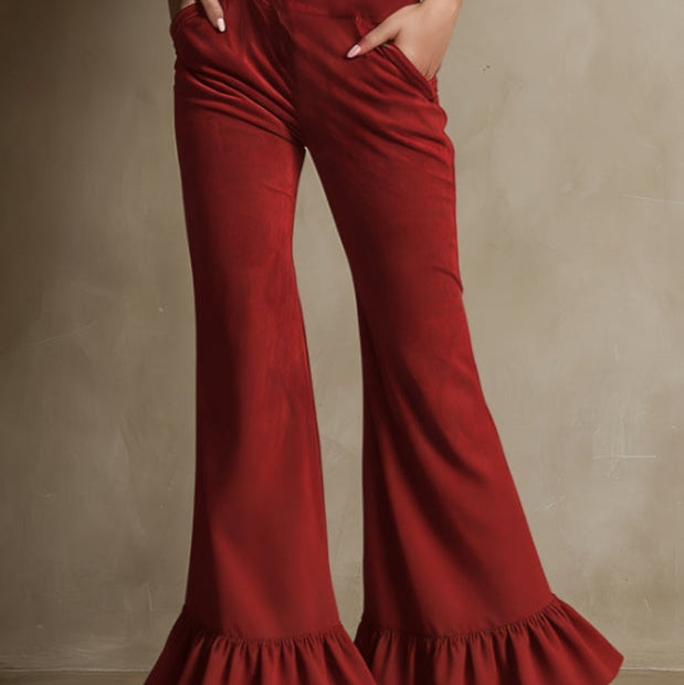 Retro Double Ruffled Flared Pants
