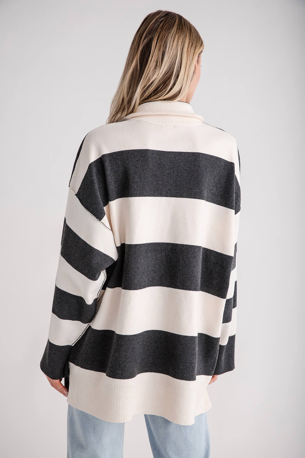 Half Zip Turtleneck Sweater Blouse