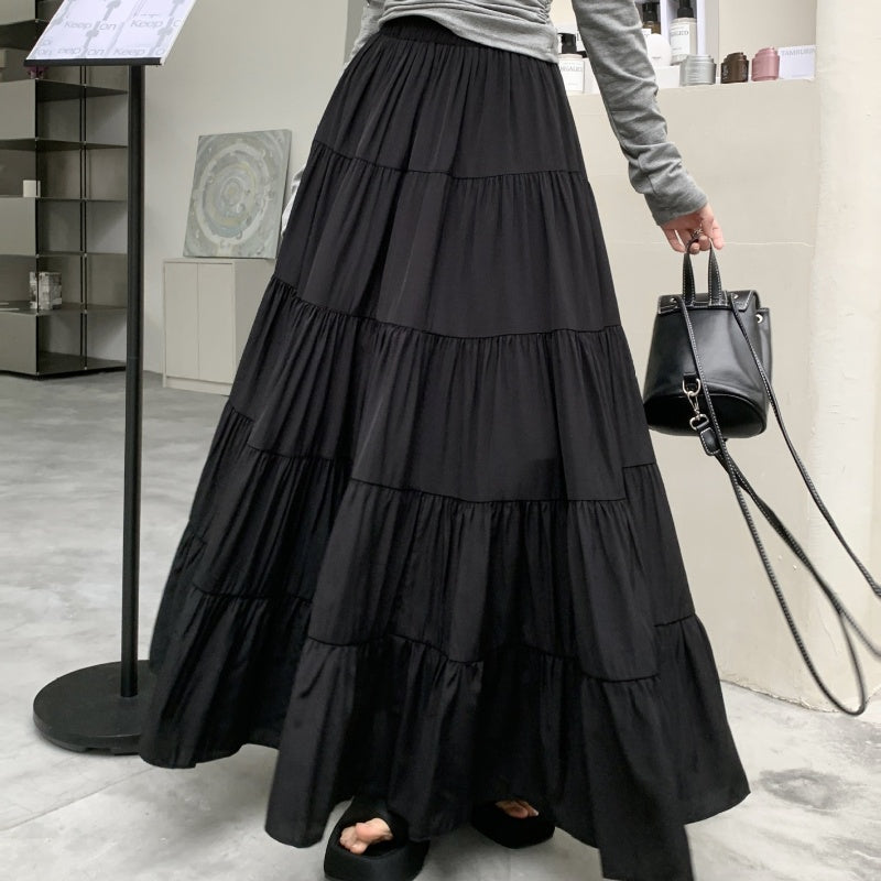 High Waist A- Line Long Skirt