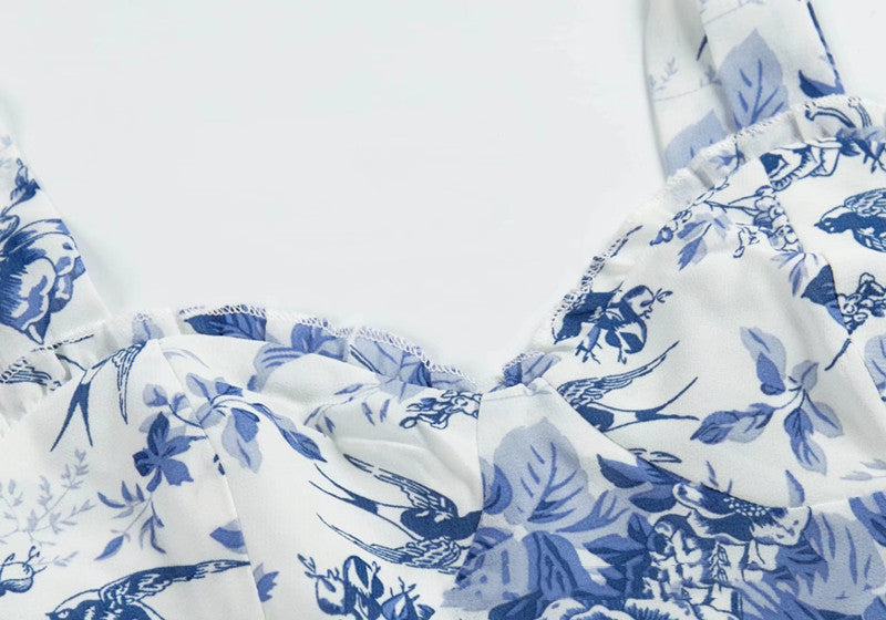 Florral Vintage Print Slim Crop Top
