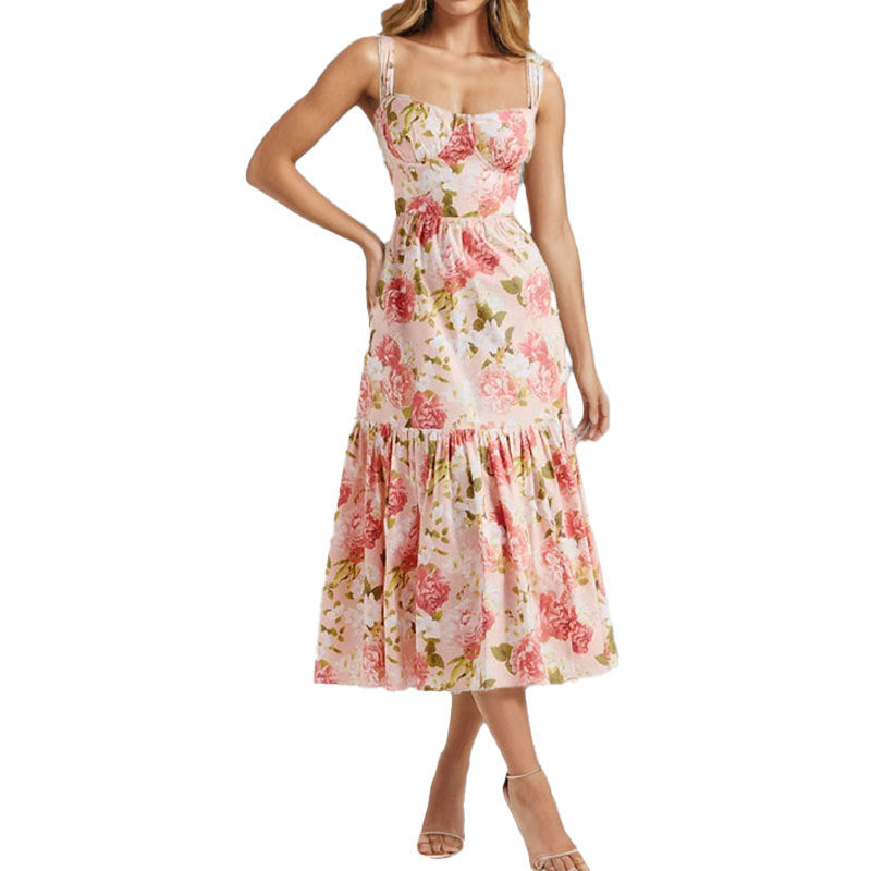 Women's Elegance Sleeveless Slim Fit Floral Dress