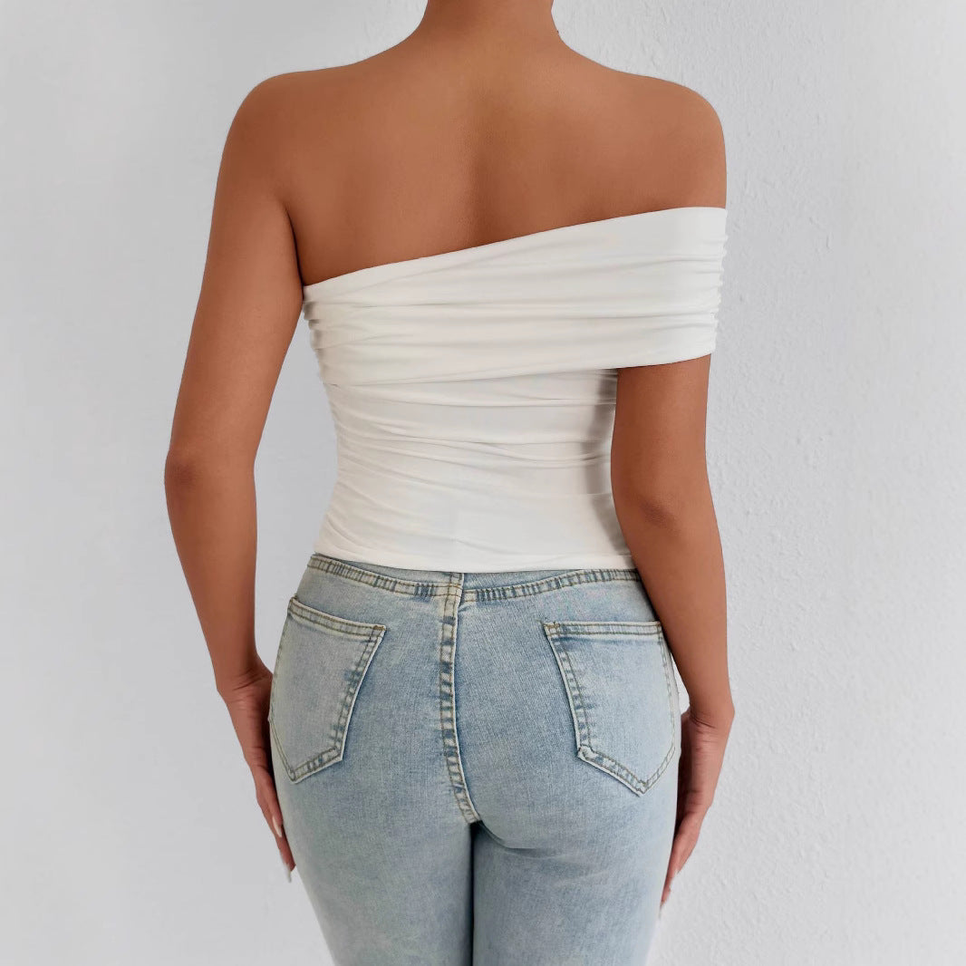 Off-the-shoulder Fitted Top Blouse