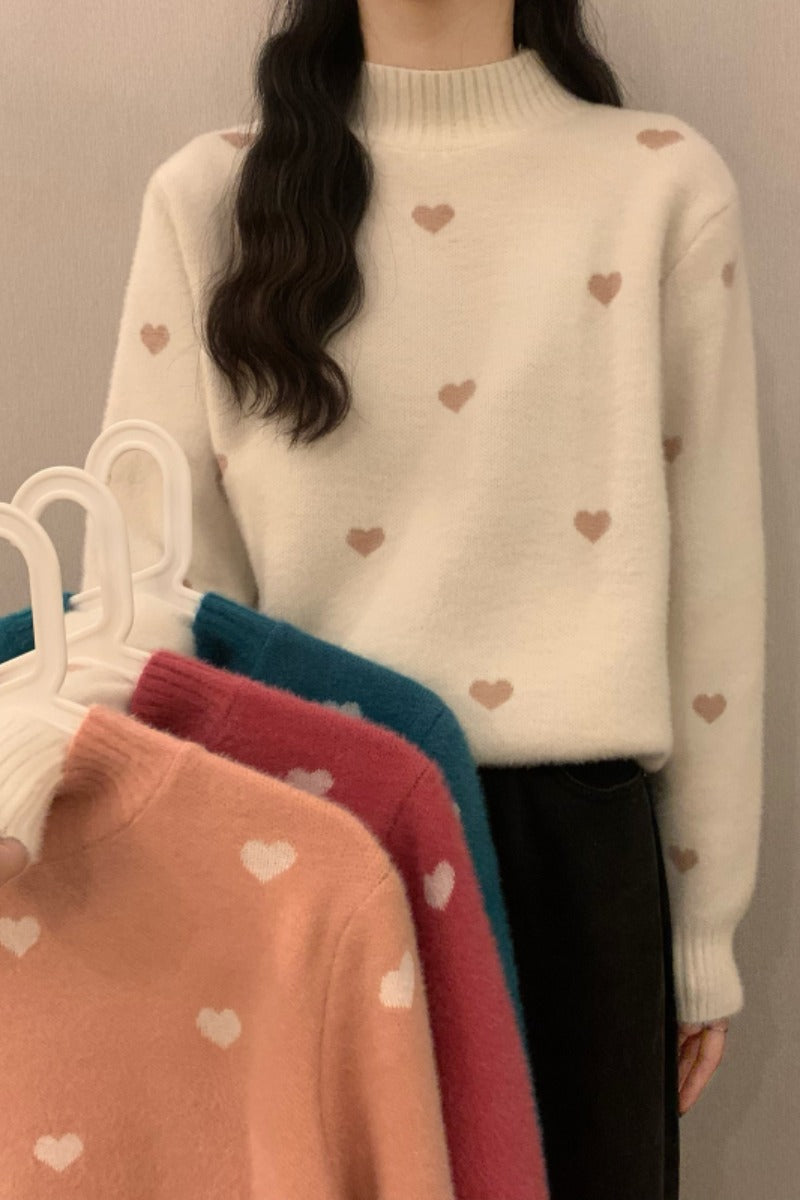 Love Half High Neck Loose Sweater