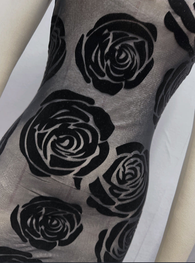Burnt Flower Sling Slant Shoulder Flower Dress