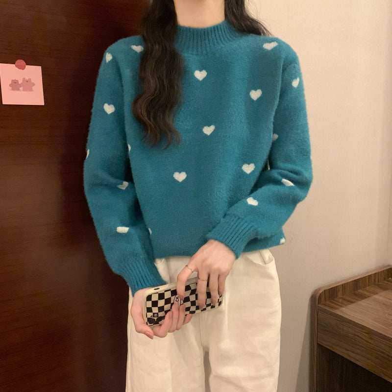 Love Half High Neck Loose Sweater