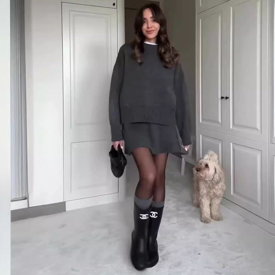 Sweater Skirt Sets Knit Long Sleeve