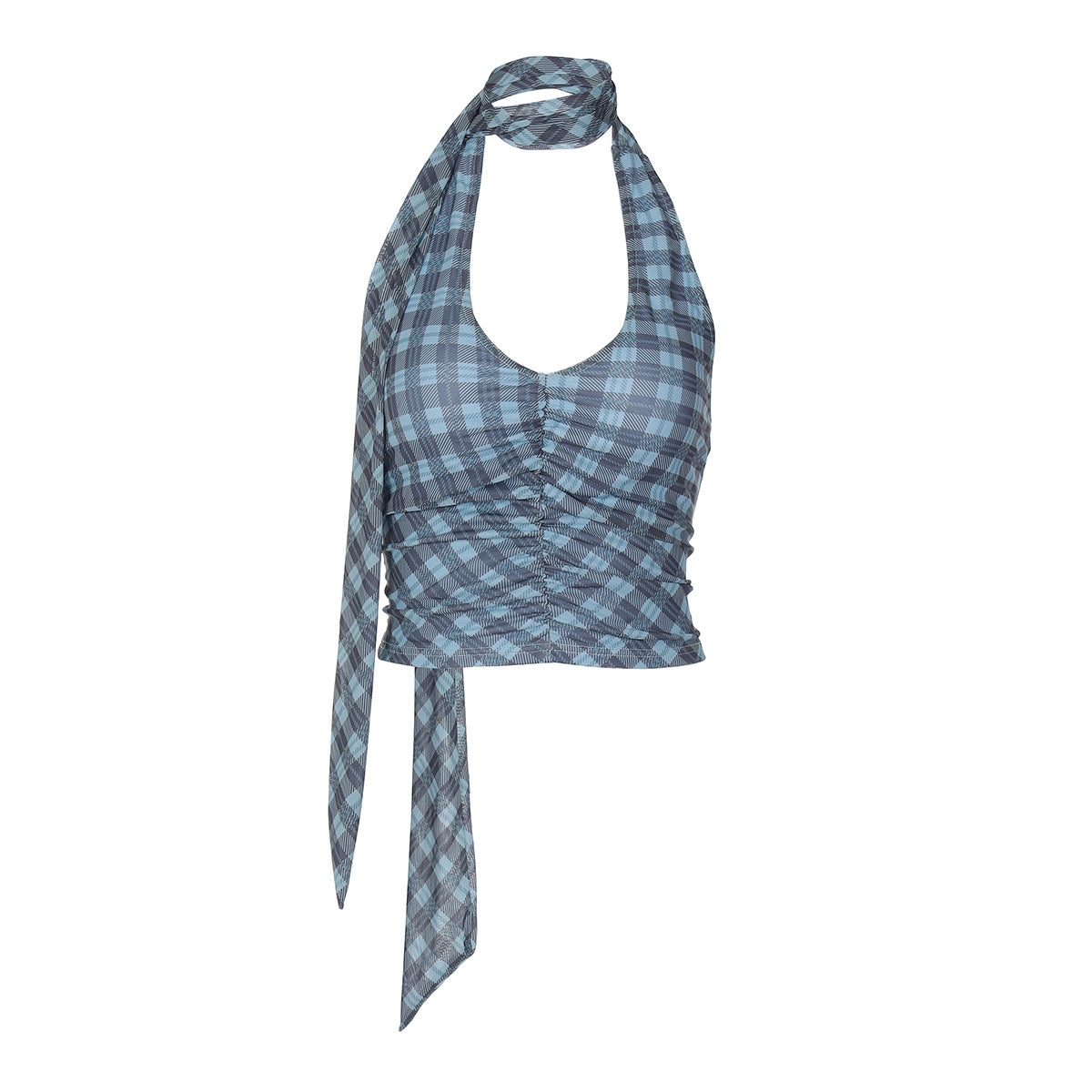 Vintage Plaid Halter-neck Camisole Top