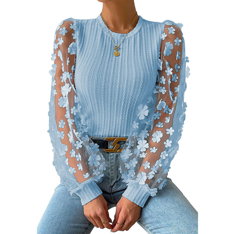 Mesh Small Flower Chiffon Blouse