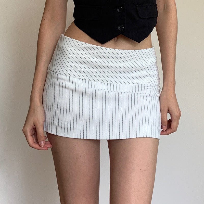 Low-rise Sexy Striped Mini Skirt