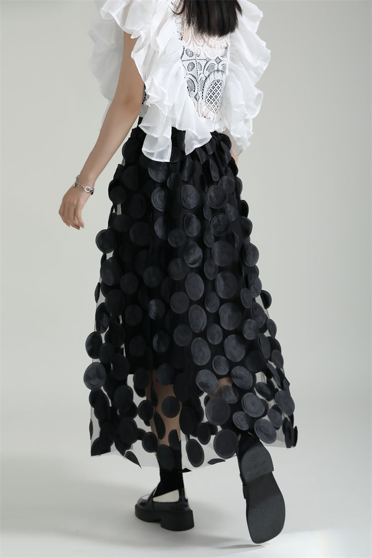 Retro Stereo Polka Dot Mesh Skirt