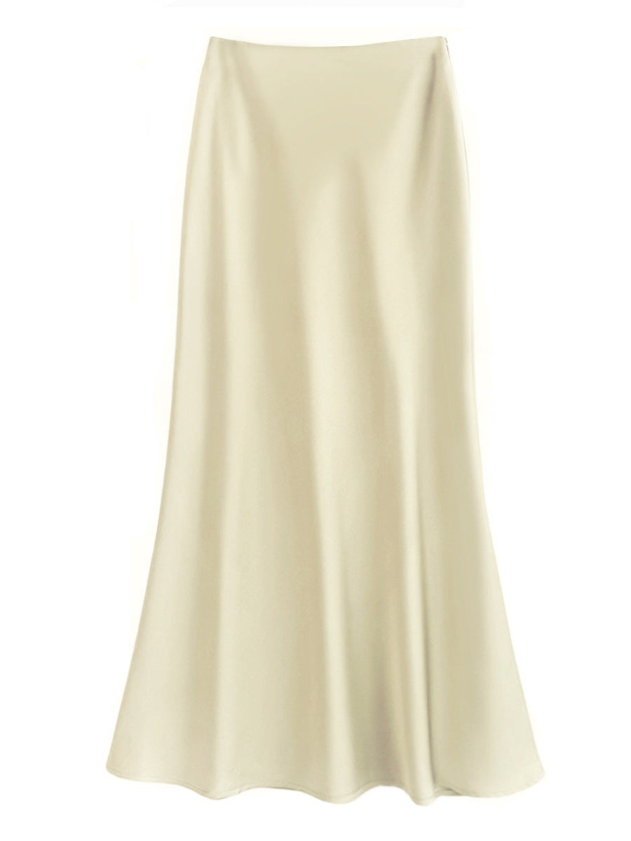 Sheath Fishtail A- Line Mid-length Satin Skirt
