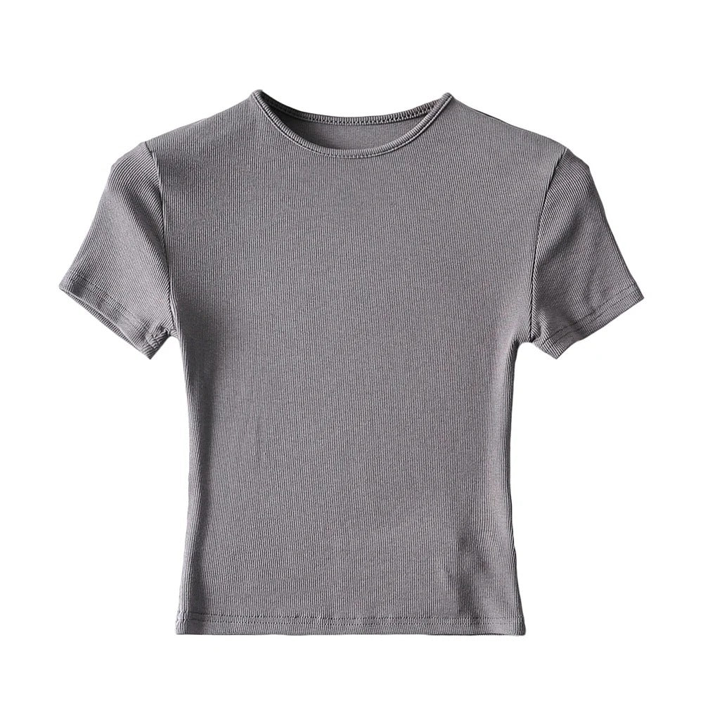 Basic Style Slim-fit Solid Color Crop Top
