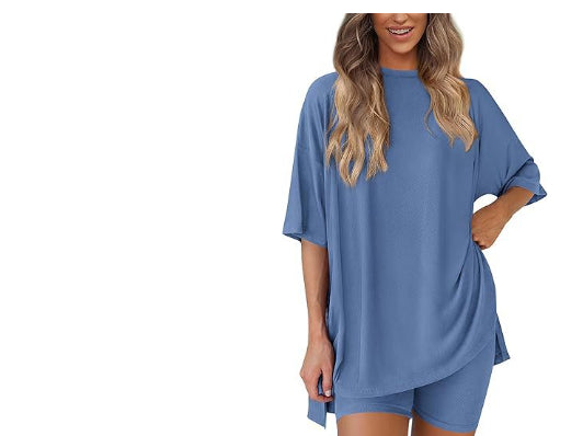 Summer Shorts Suit Fashion Loose Short-sleeved T-shirt And Slim Tight Pants Women's Clothing