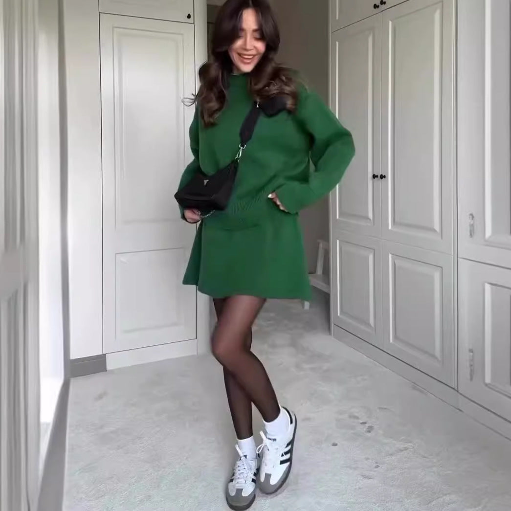 Sweater Skirt Sets Knit Long Sleeve